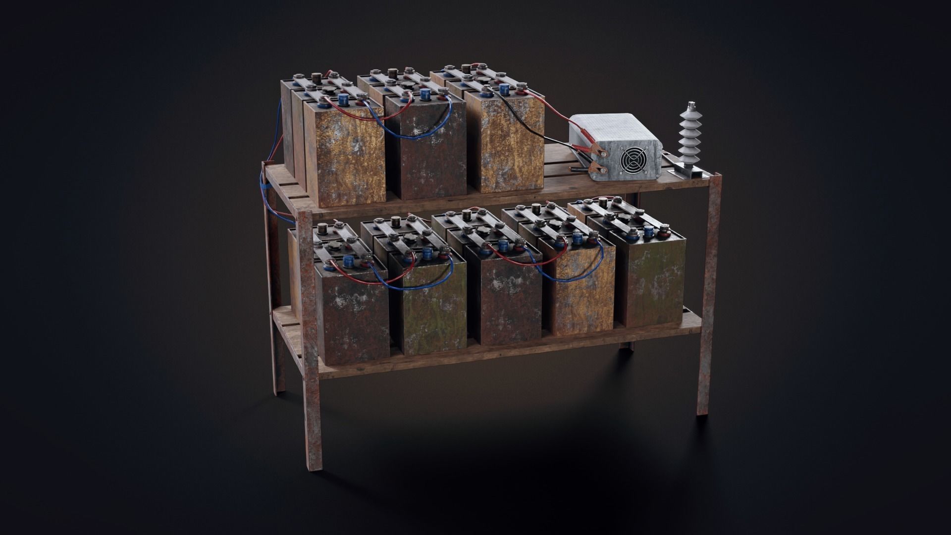 Handmade battery bank Low-poly 3D model_8