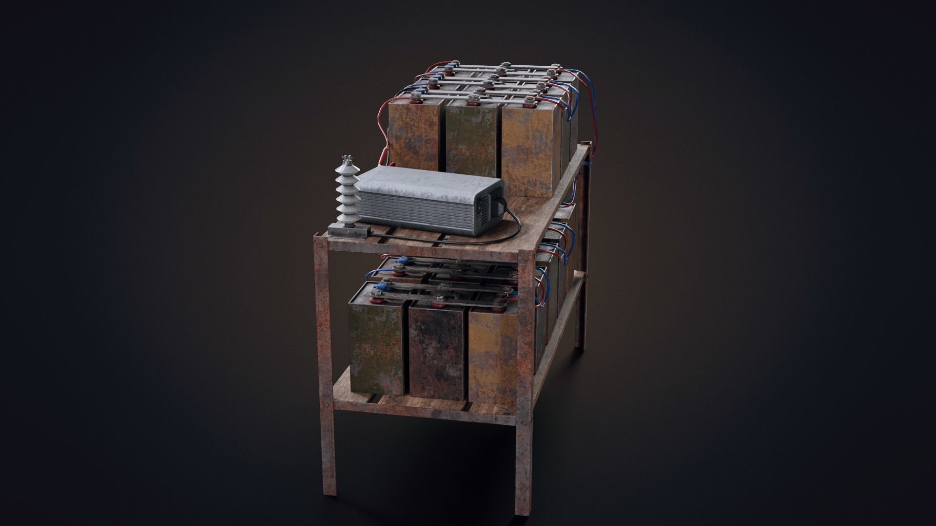 Handmade battery bank Low-poly 3D model_4