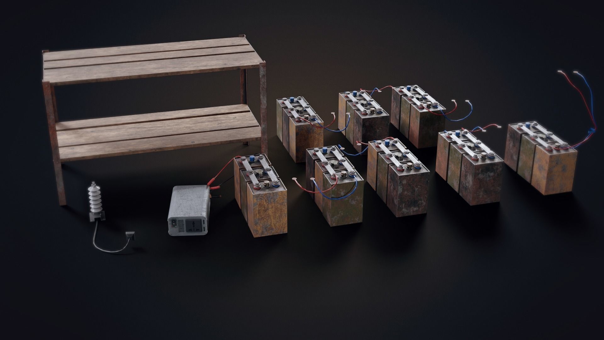 Handmade battery bank Low-poly 3D model_14