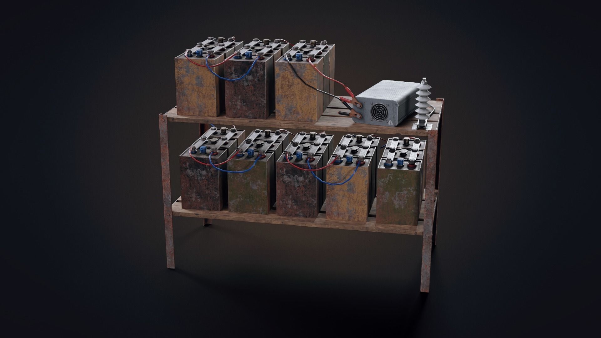 Handmade battery bank Low-poly 3D model_7