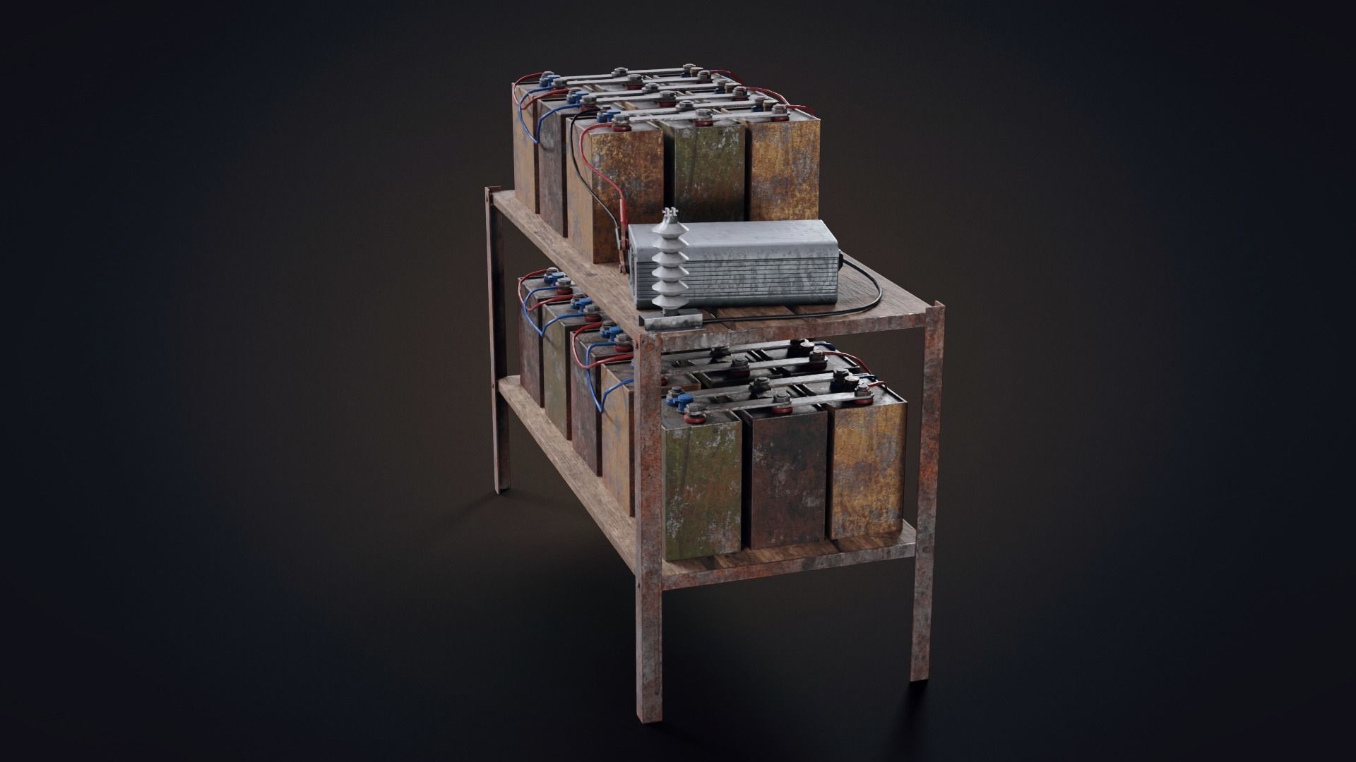 Handmade battery bank Low-poly 3D model_5