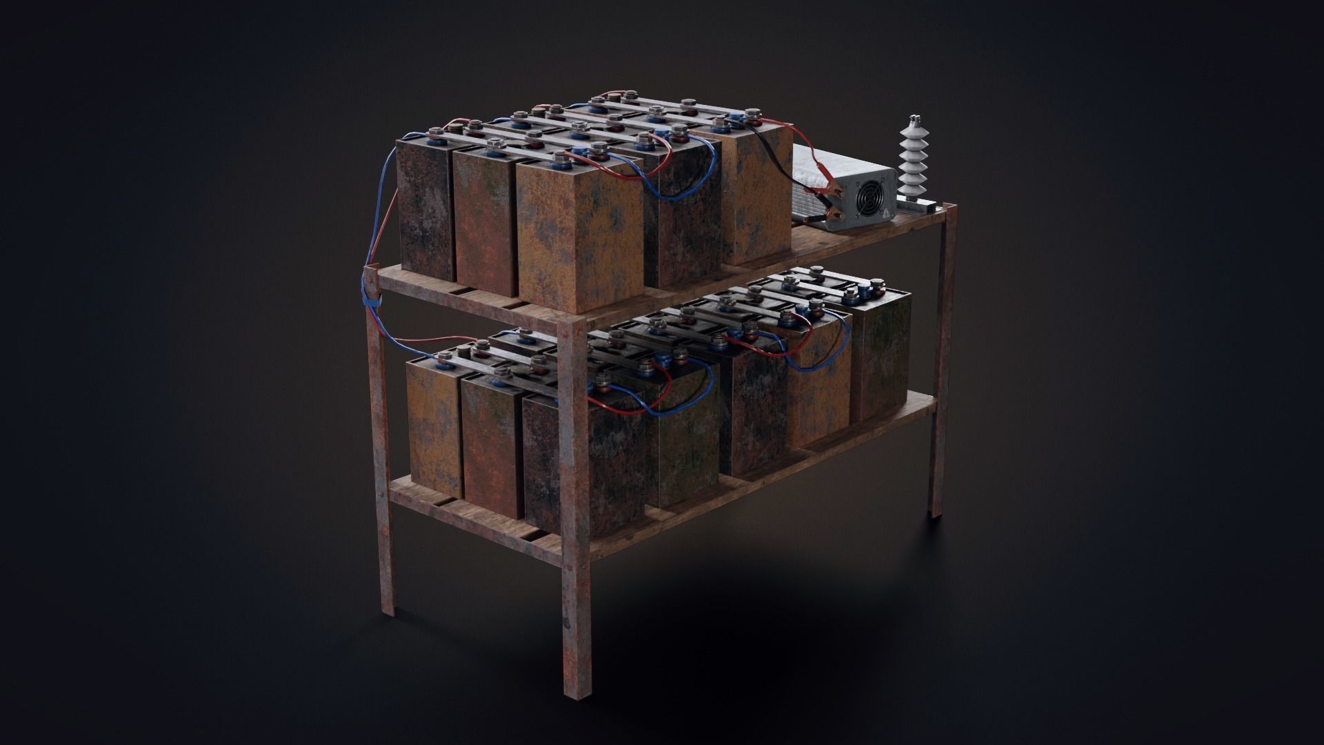 Handmade battery bank Low-poly 3D model_9