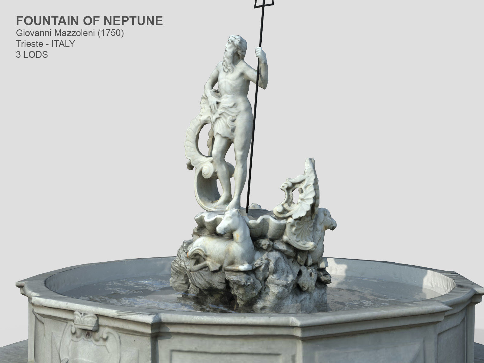 Fountain of Neptune Low-poly 3D model_7