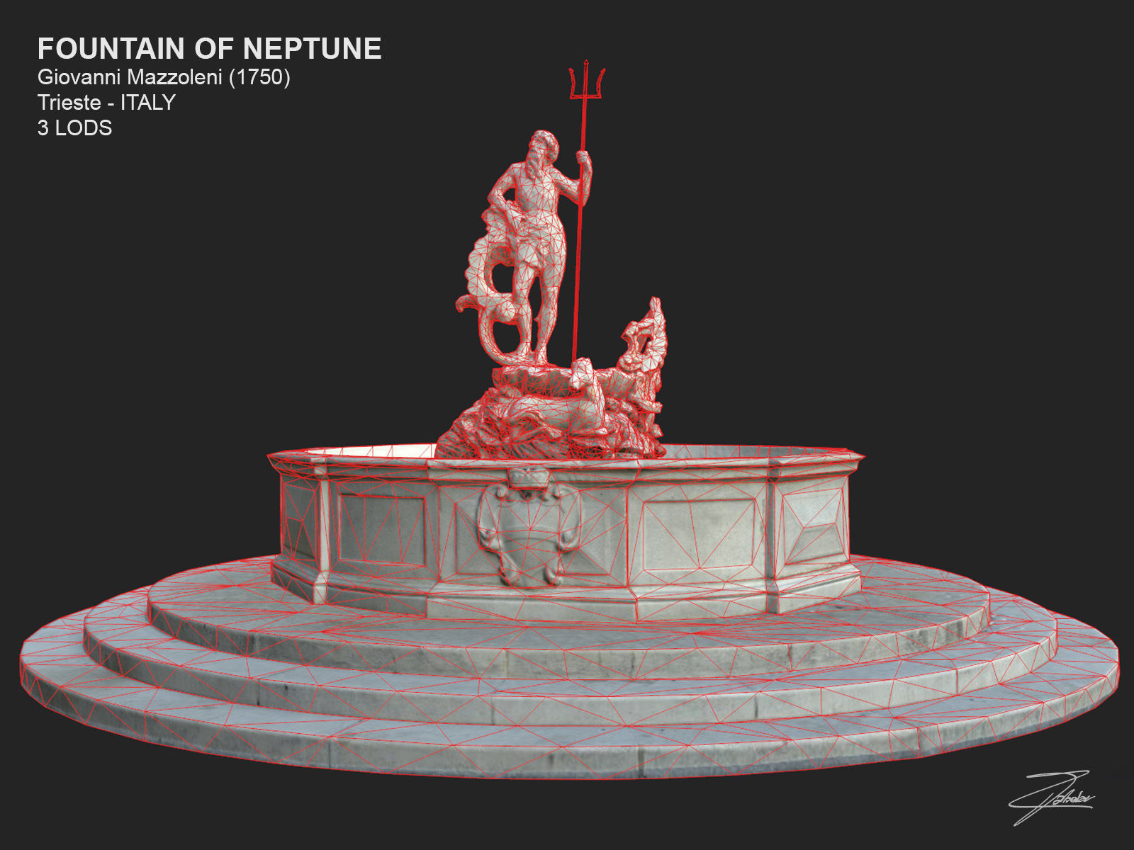 Fountain of Neptune Low-poly 3D model_17