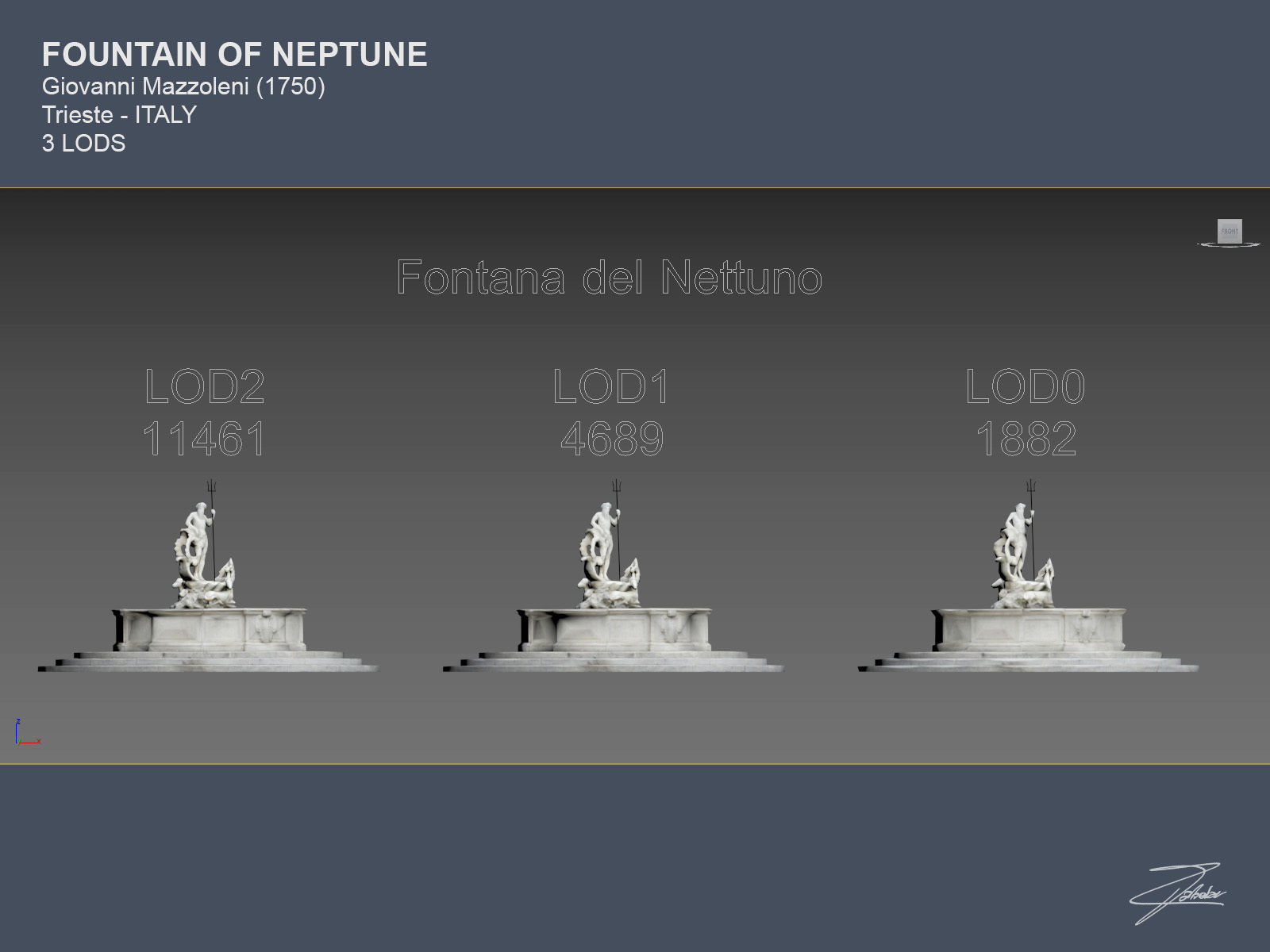 Fountain of Neptune Low-poly 3D model_20