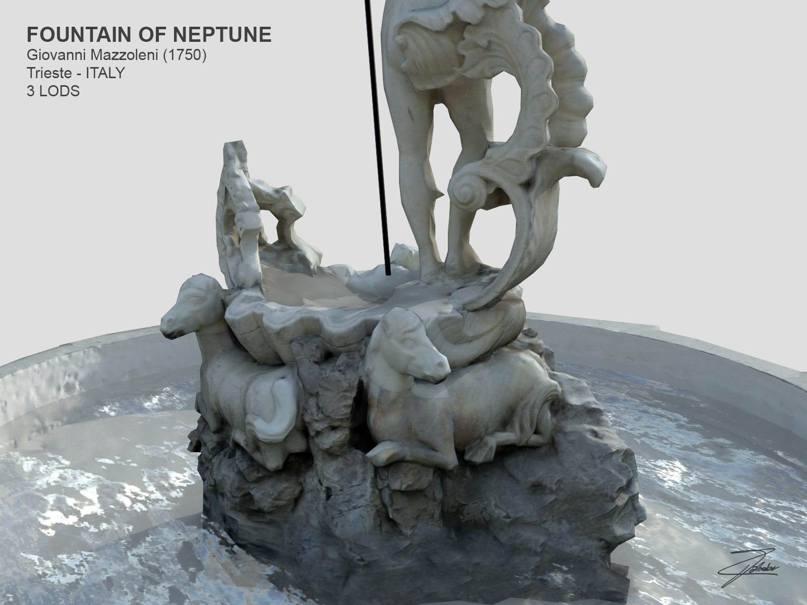 Fountain of Neptune Low-poly 3D model_9