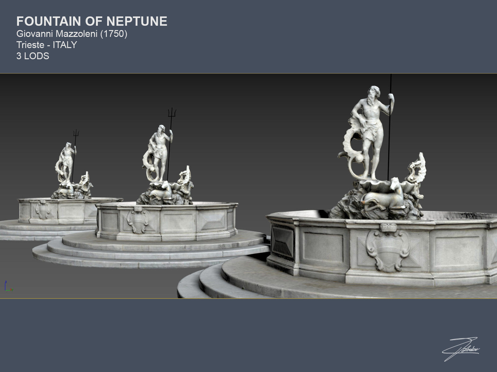 Fountain of Neptune Low-poly 3D model_18