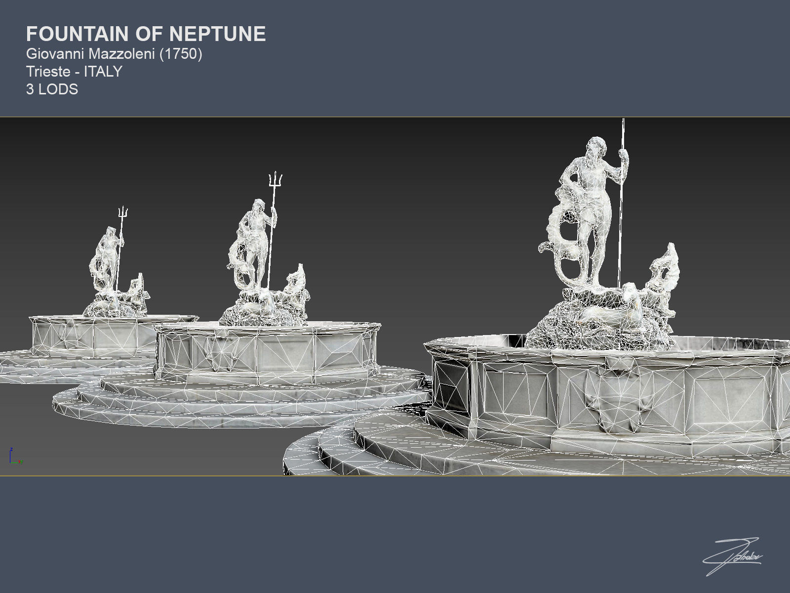 Fountain of Neptune Low-poly 3D model_19