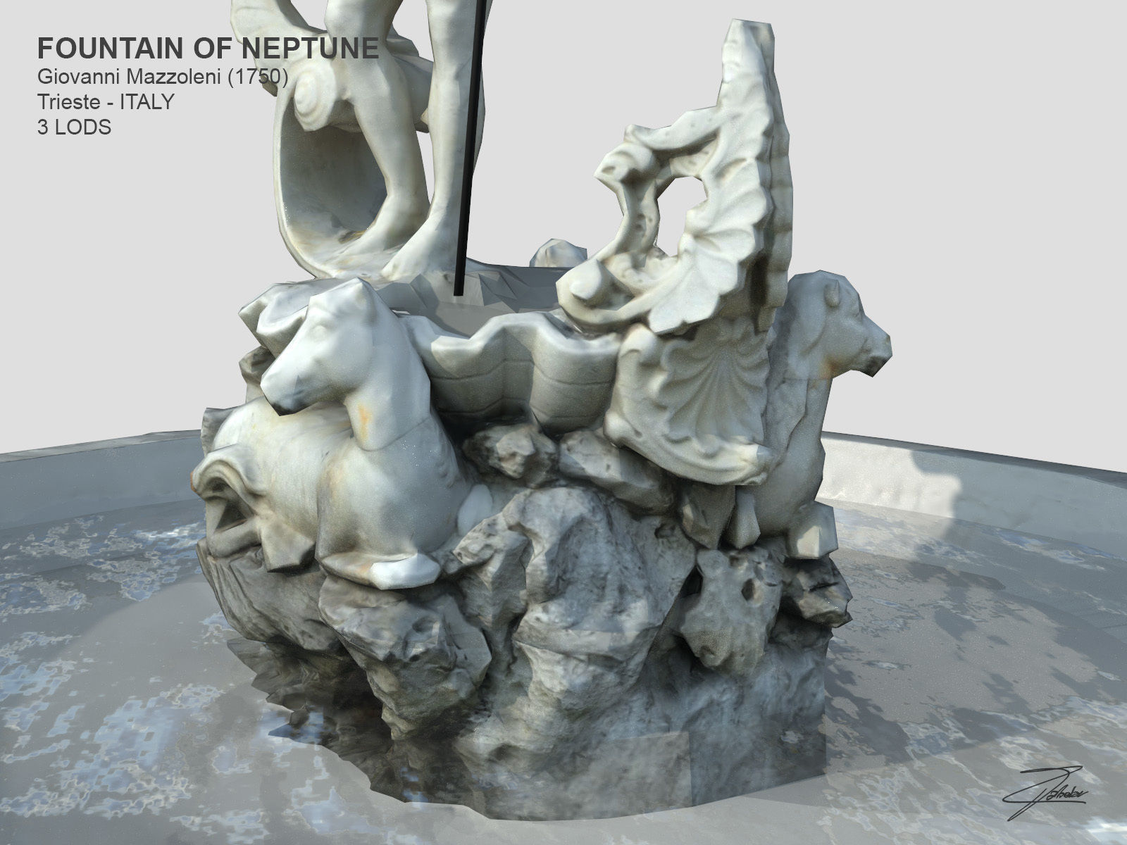 Fountain of Neptune Low-poly 3D model_11