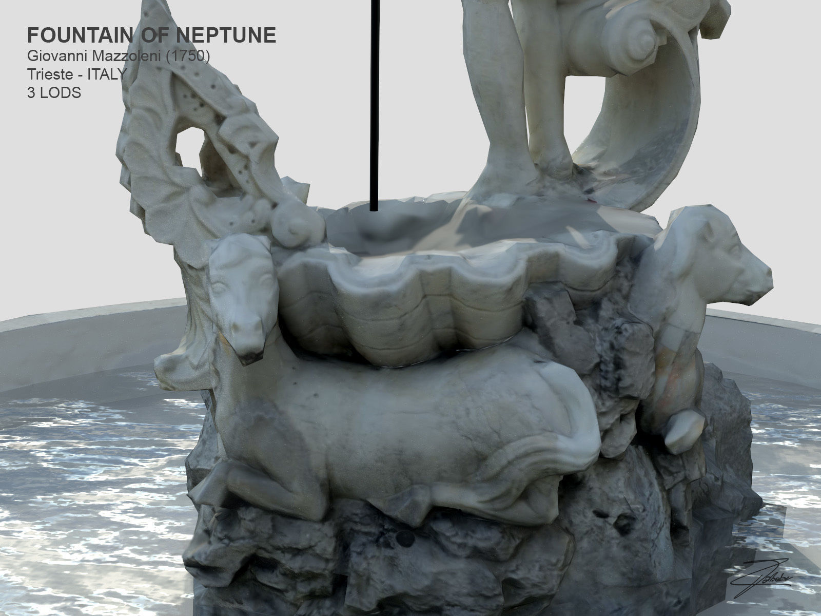 Fountain of Neptune Low-poly 3D model_12