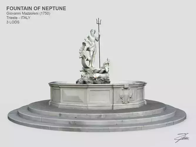 Fountain of Neptune Low-poly 3D model