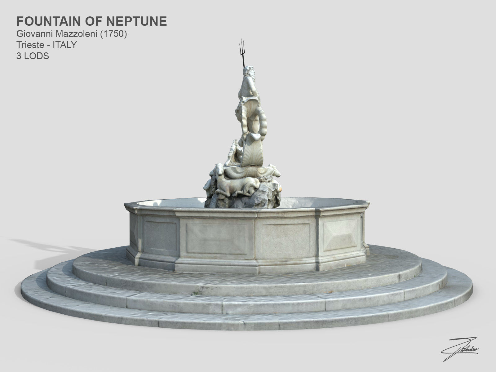 Fountain of Neptune Low-poly 3D model_5