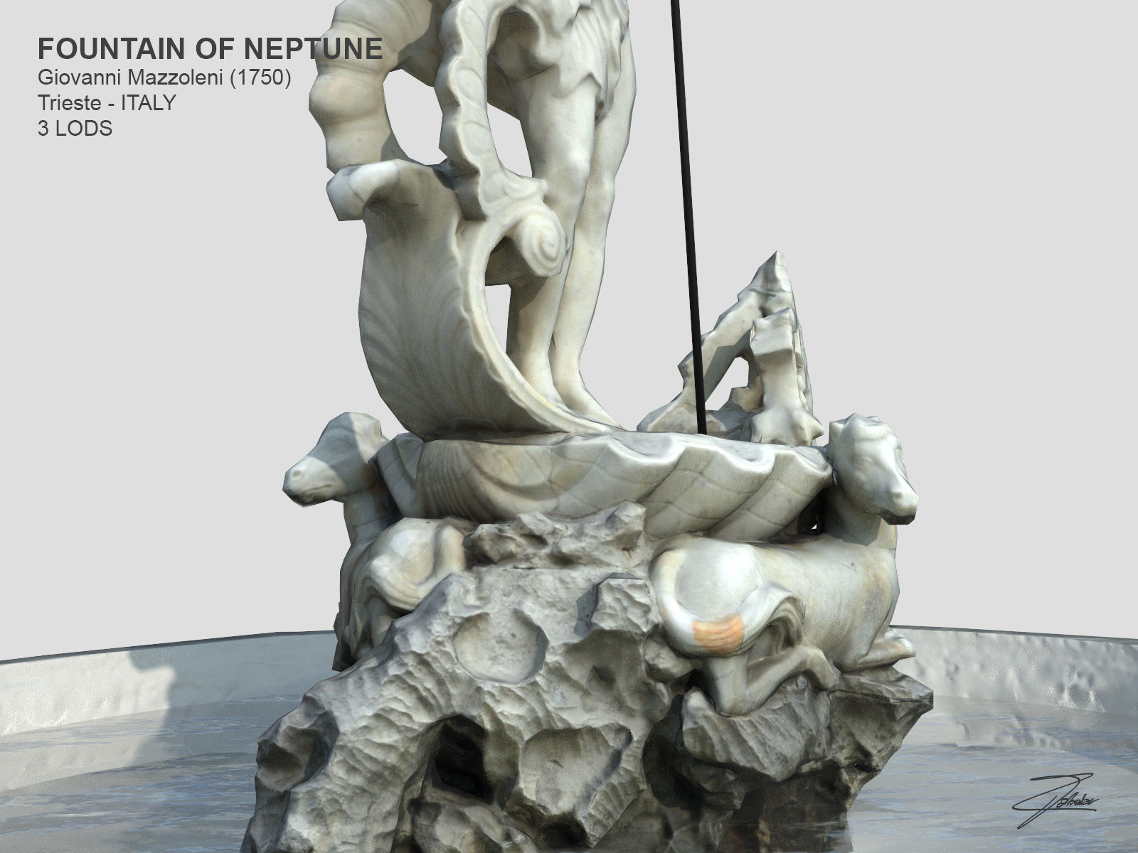 Fountain of Neptune Low-poly 3D model_10