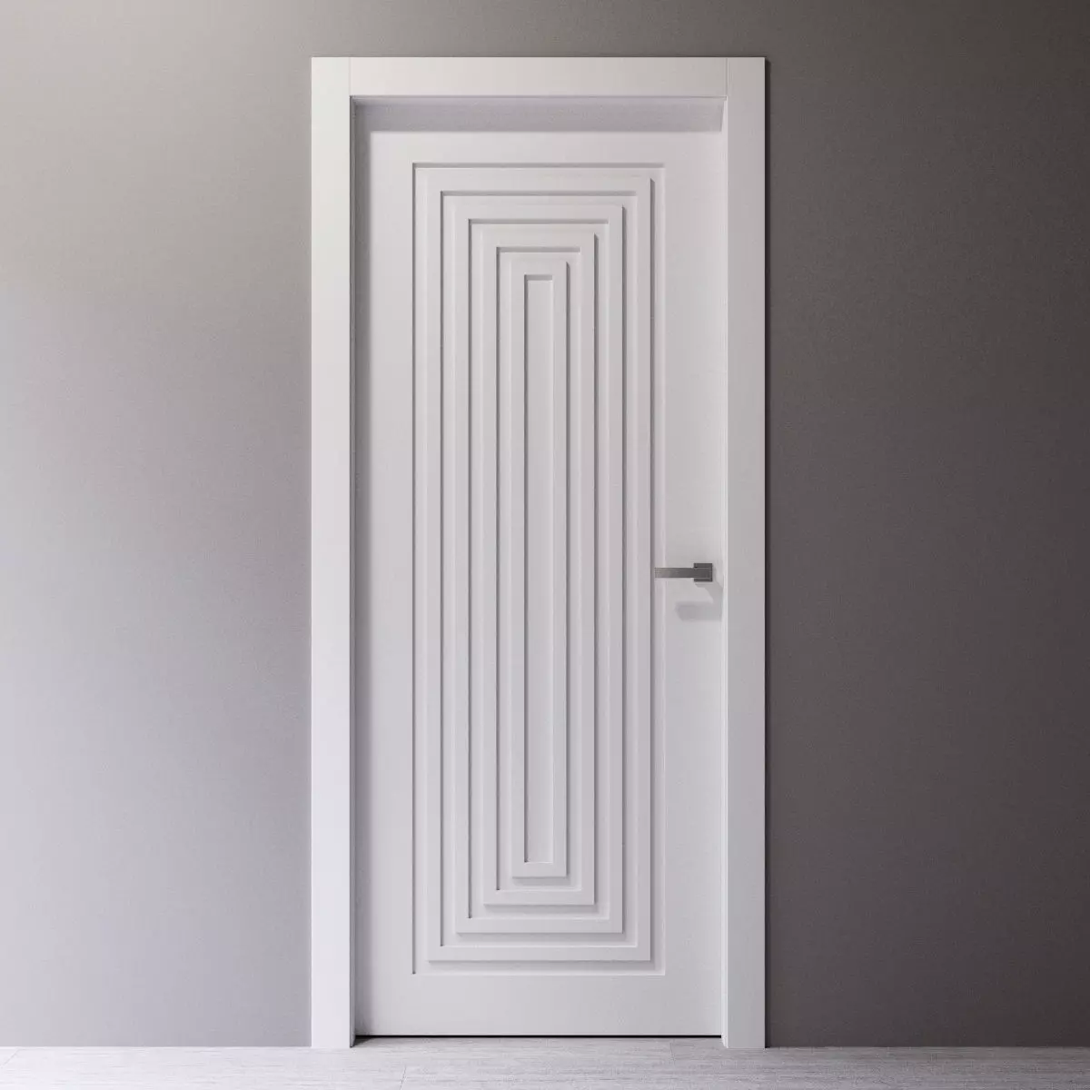 Interior door with linear decor 3D model_0