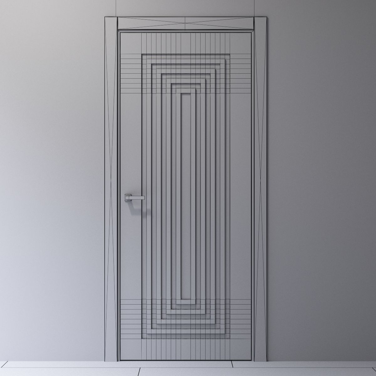 Interior door with linear decor 3D model_3