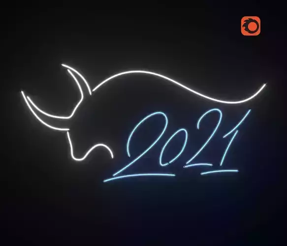 White bull symbol of the year 2021 3D model