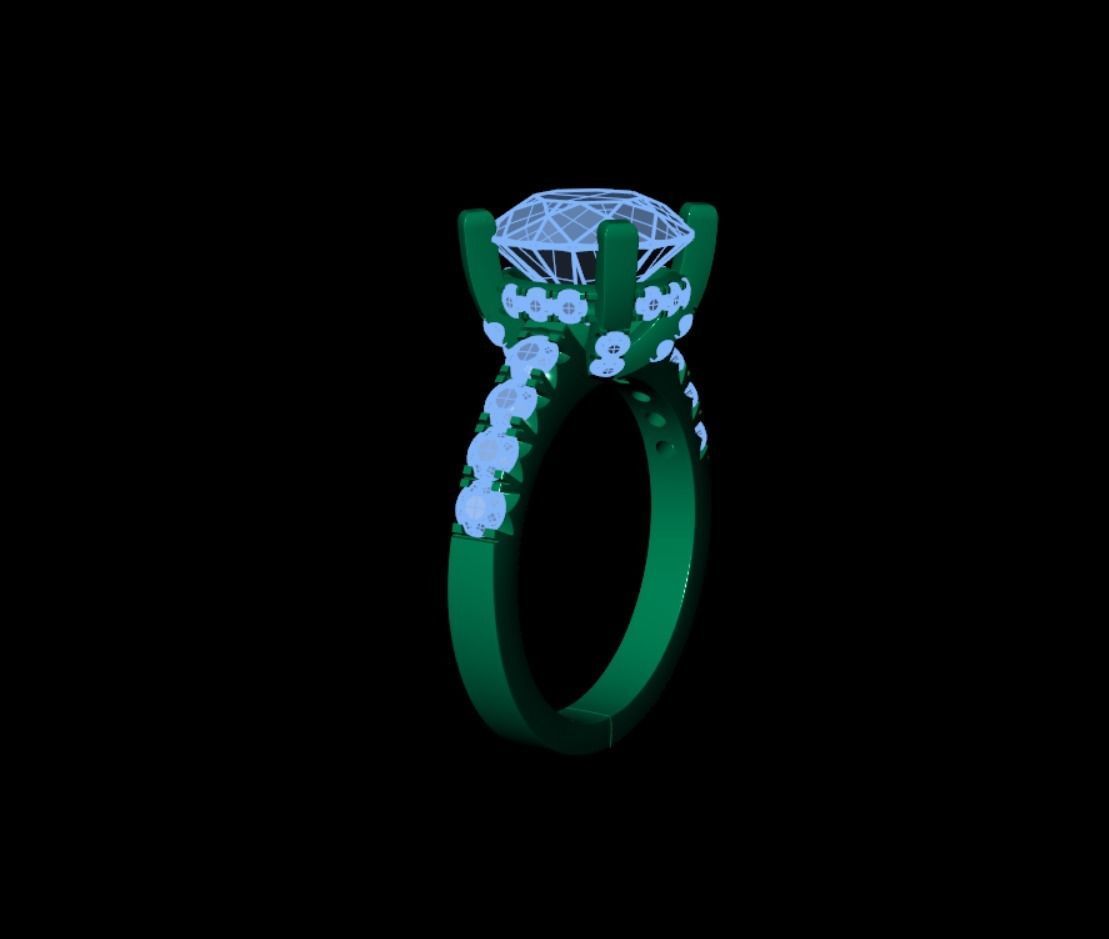 Fishtail Diamond Ring 3D print model_1