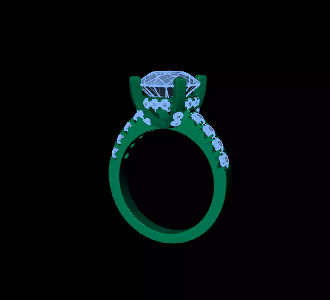 Fishtail Diamond Ring 3D print model_0