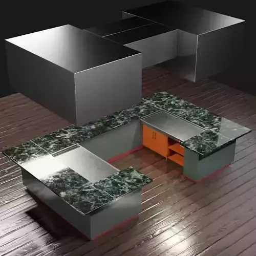 Hibachi Table and Air Vent set low-poly model