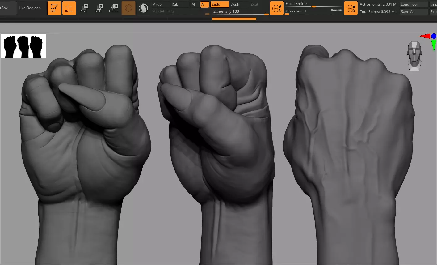 Punch hand 3D model_0