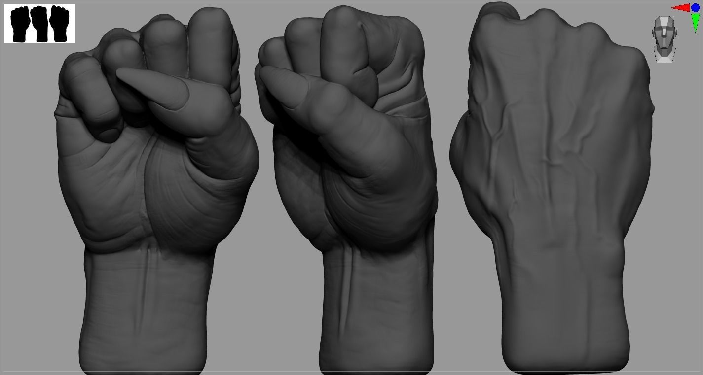 Punch hand 3D model_9