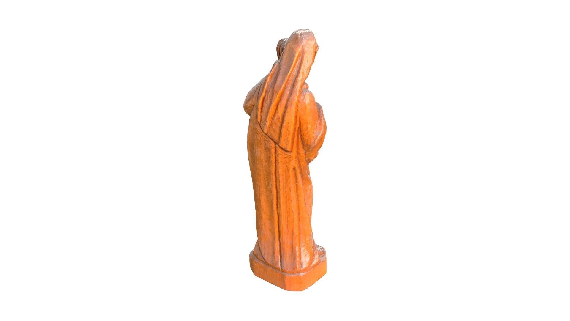 Virgin Mary with Baby - Wood Carving Low-poly 3D model_4