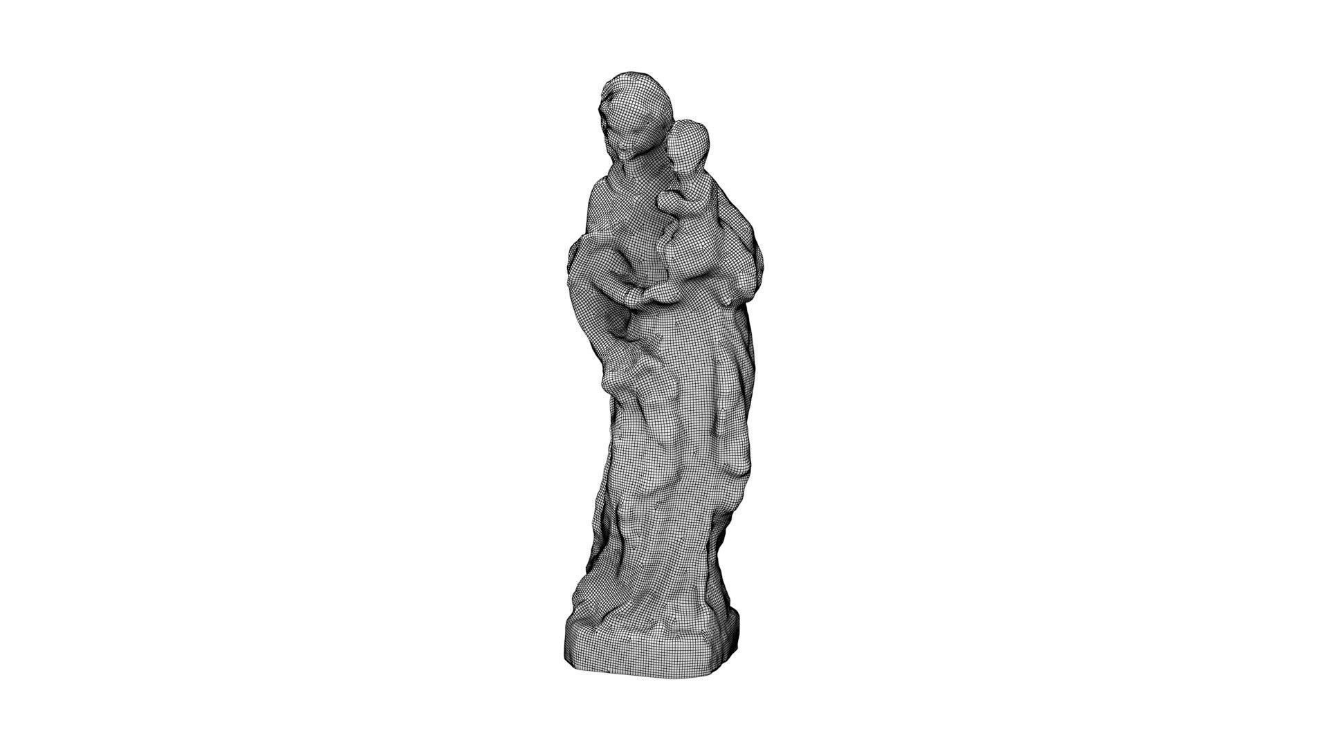 Virgin Mary with Baby - Wood Carving Low-poly 3D model_10
