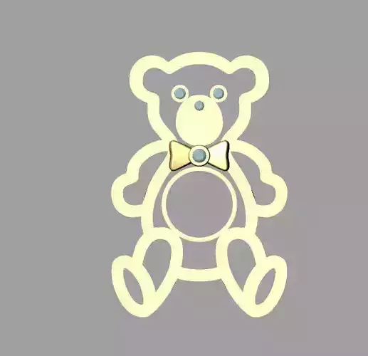 big  bear pendant  gold pendant  3D PRINT