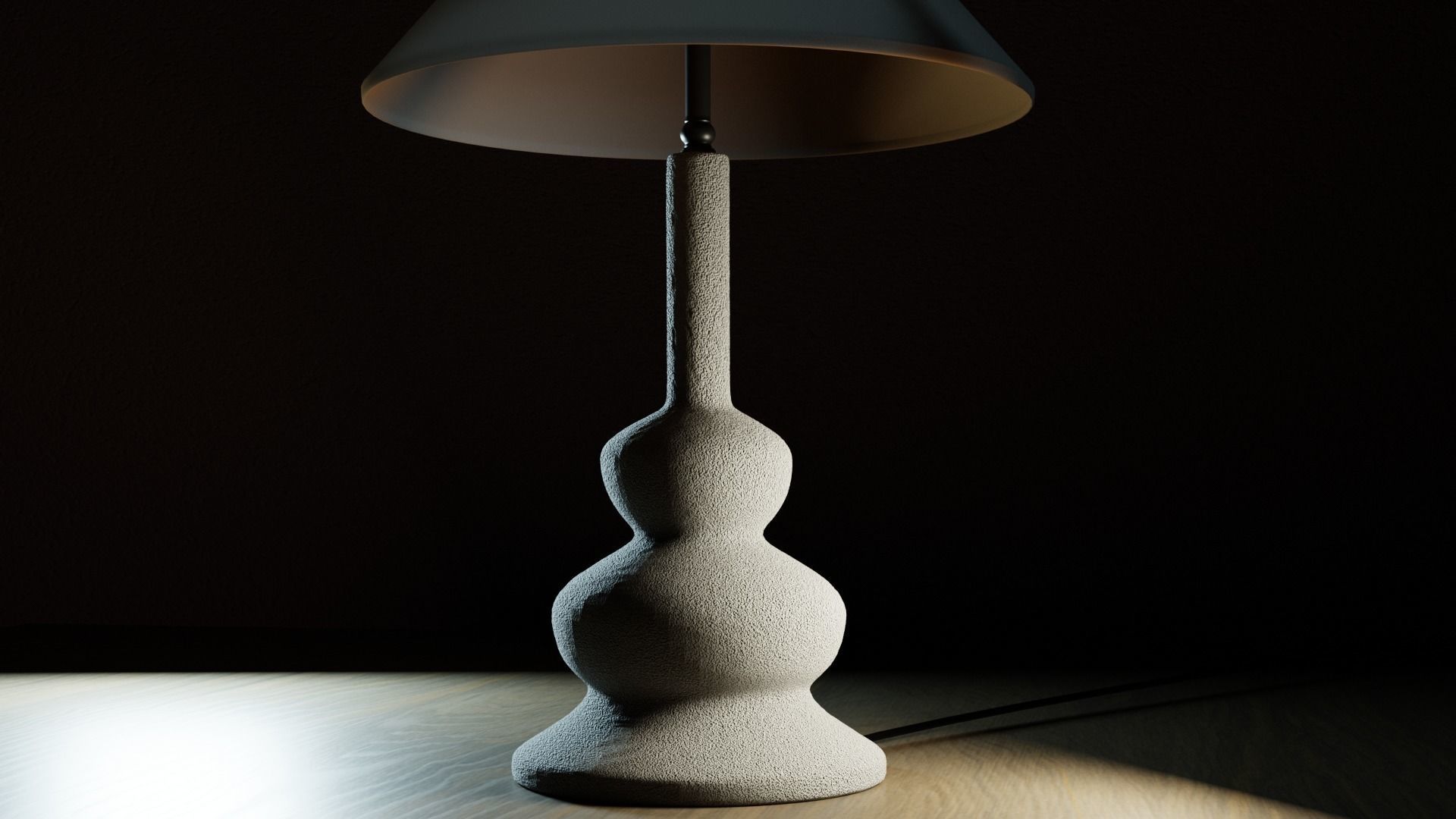White stone table lamp 3D model_1