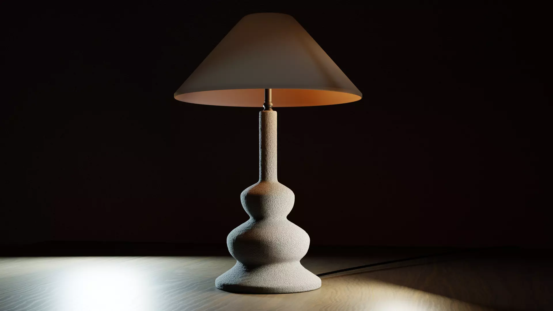 White stone table lamp 3D model_0