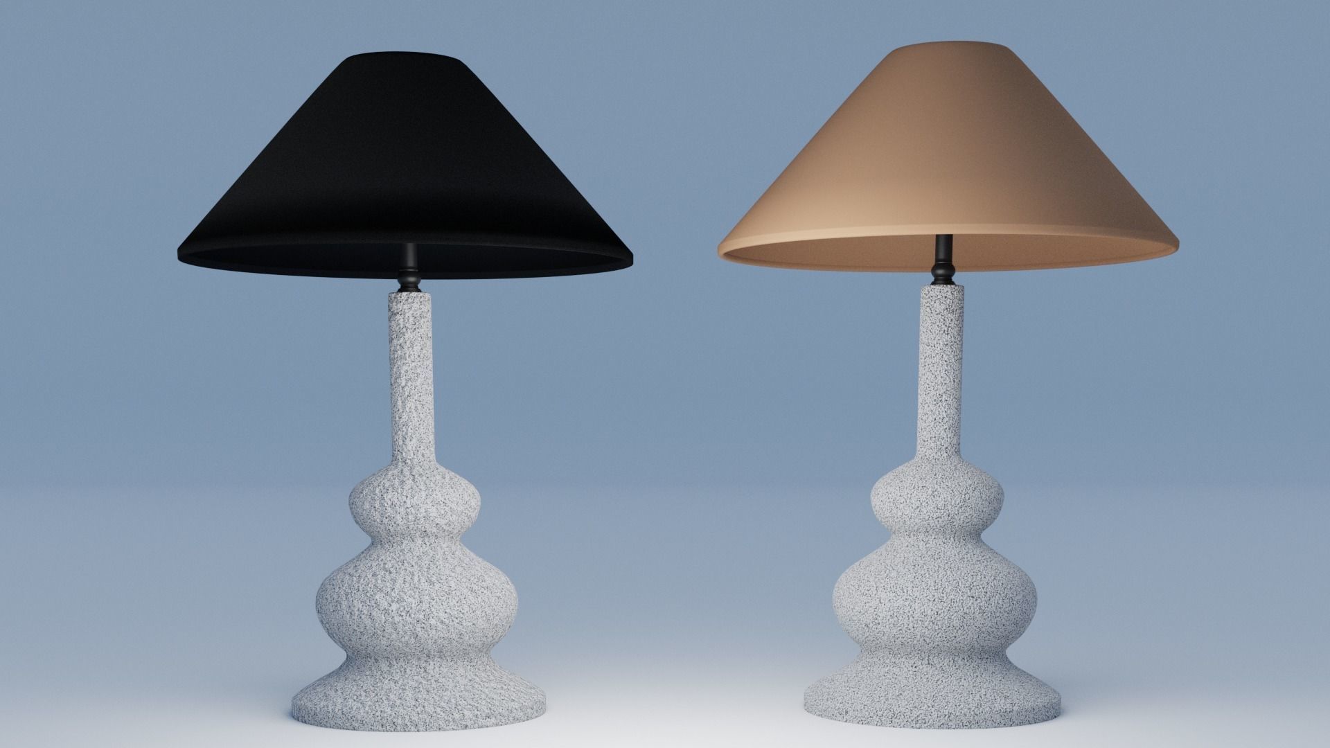 White stone table lamp 3D model_2