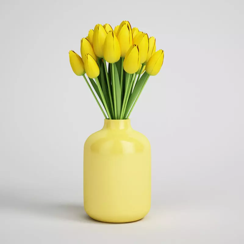 CGAXIS Yellow Potted Tulips 3D model_0