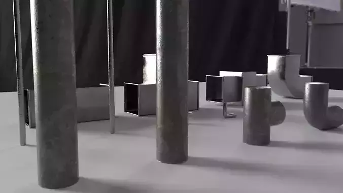 Modular industrial pipeline PBR Low-poly 3D model