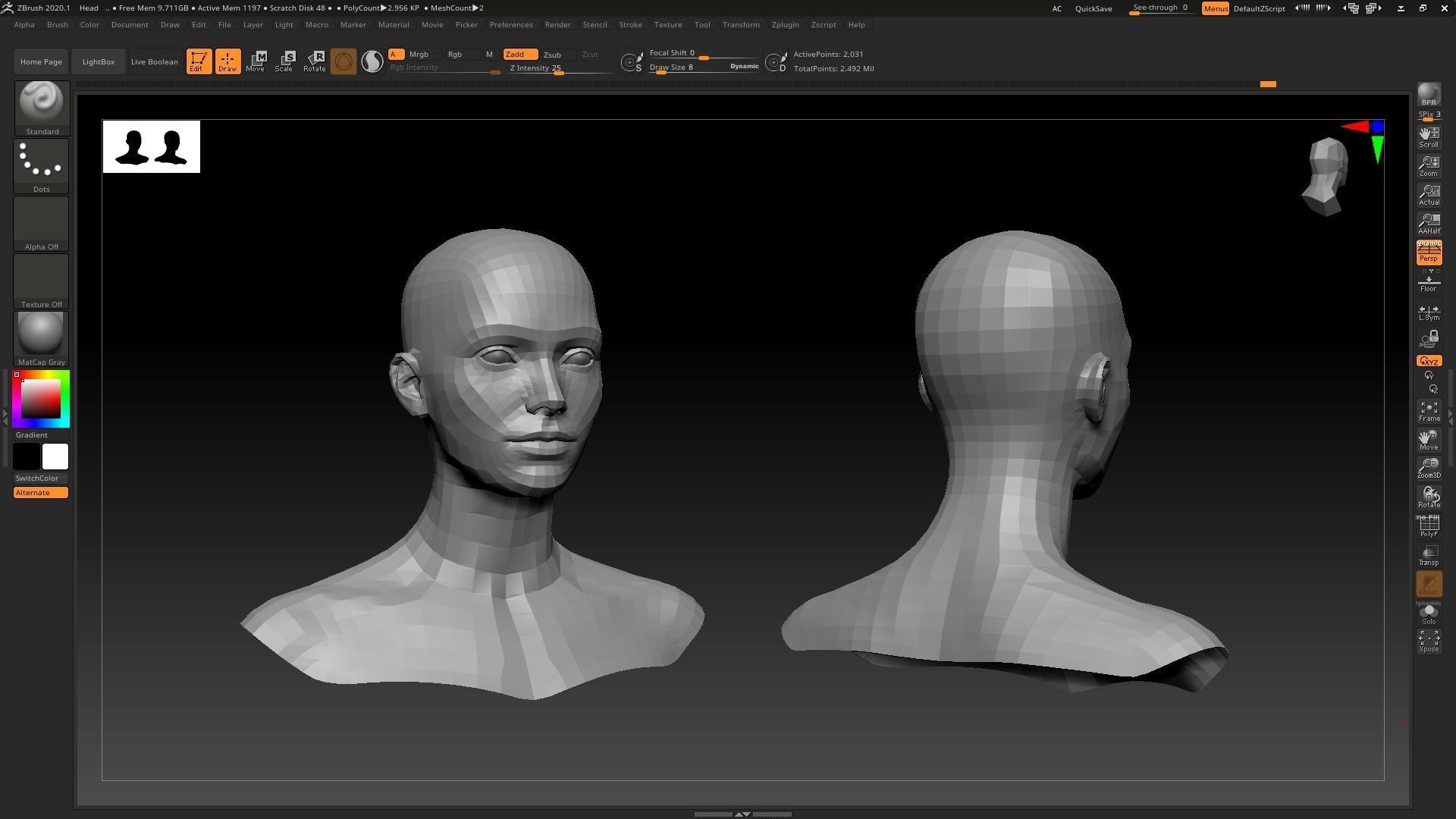Realistic Human Female Head Low-poly 3D model_4