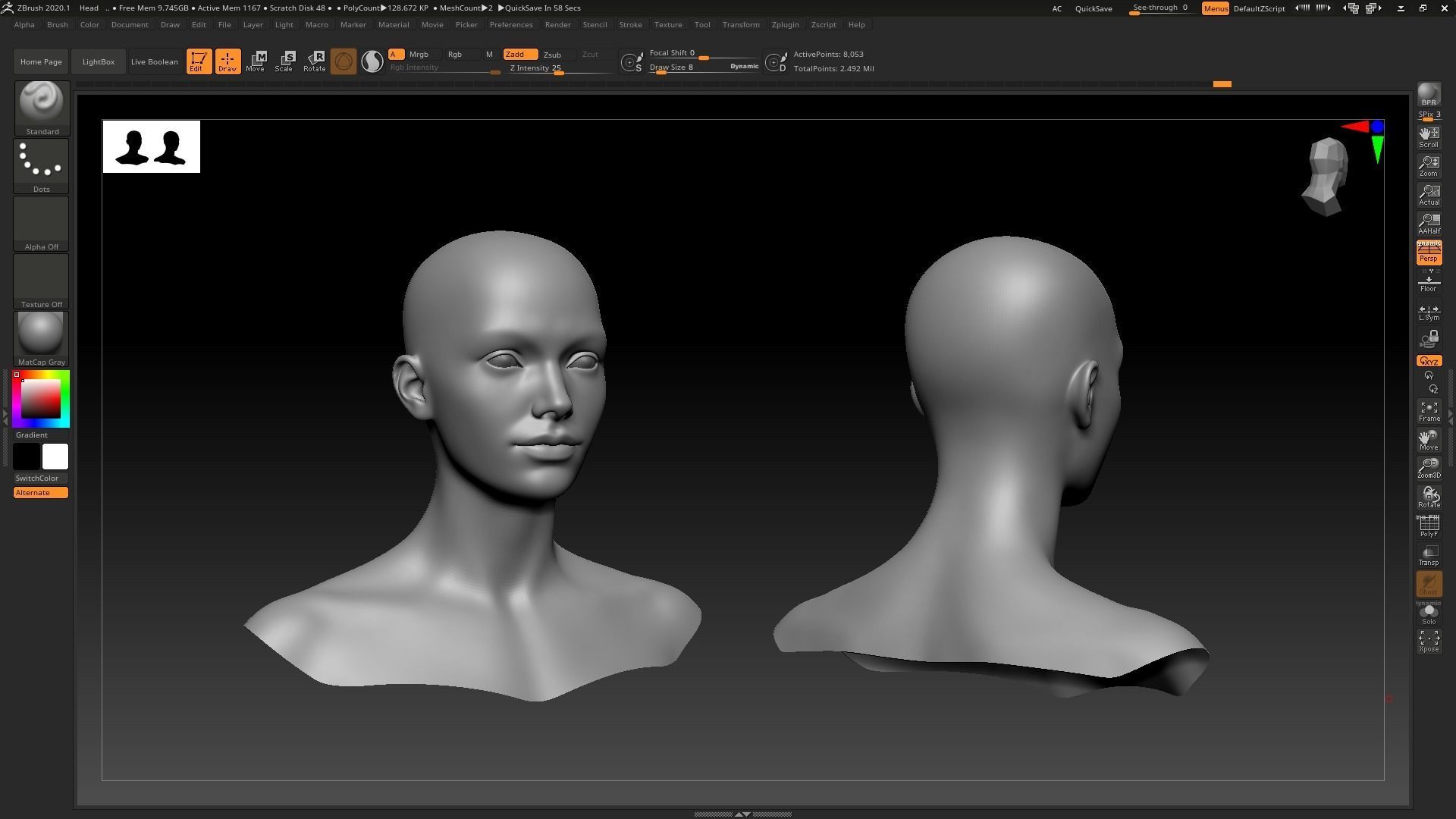 Realistic Human Female Head Low-poly 3D model_5