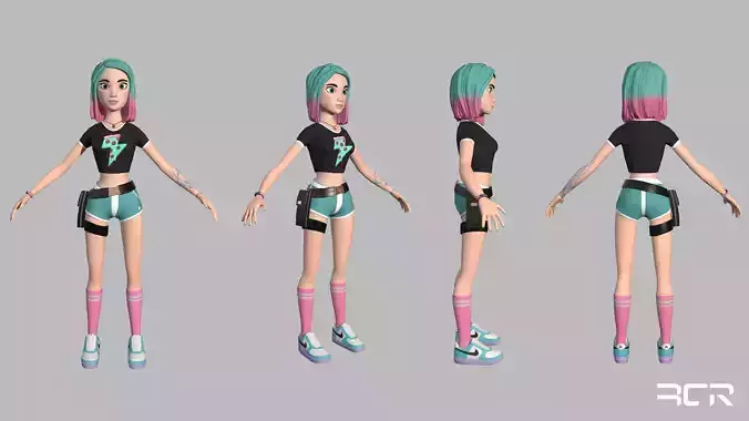 Stylized Girl  - Low Poly Character - Game Ready Low-poly 3D model