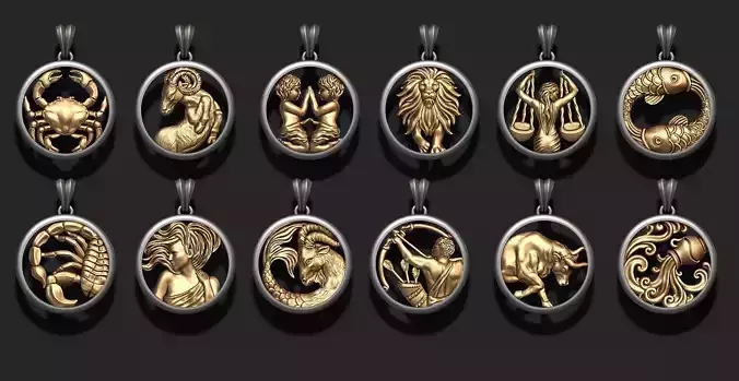 jewellery horoscope signes pack 3D print model