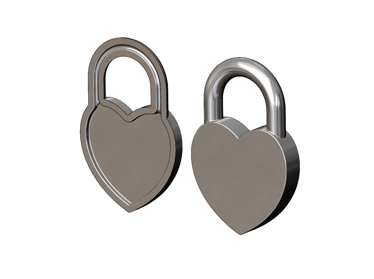 Heart shaped padlock pendant charm and ornament 3D print model_8