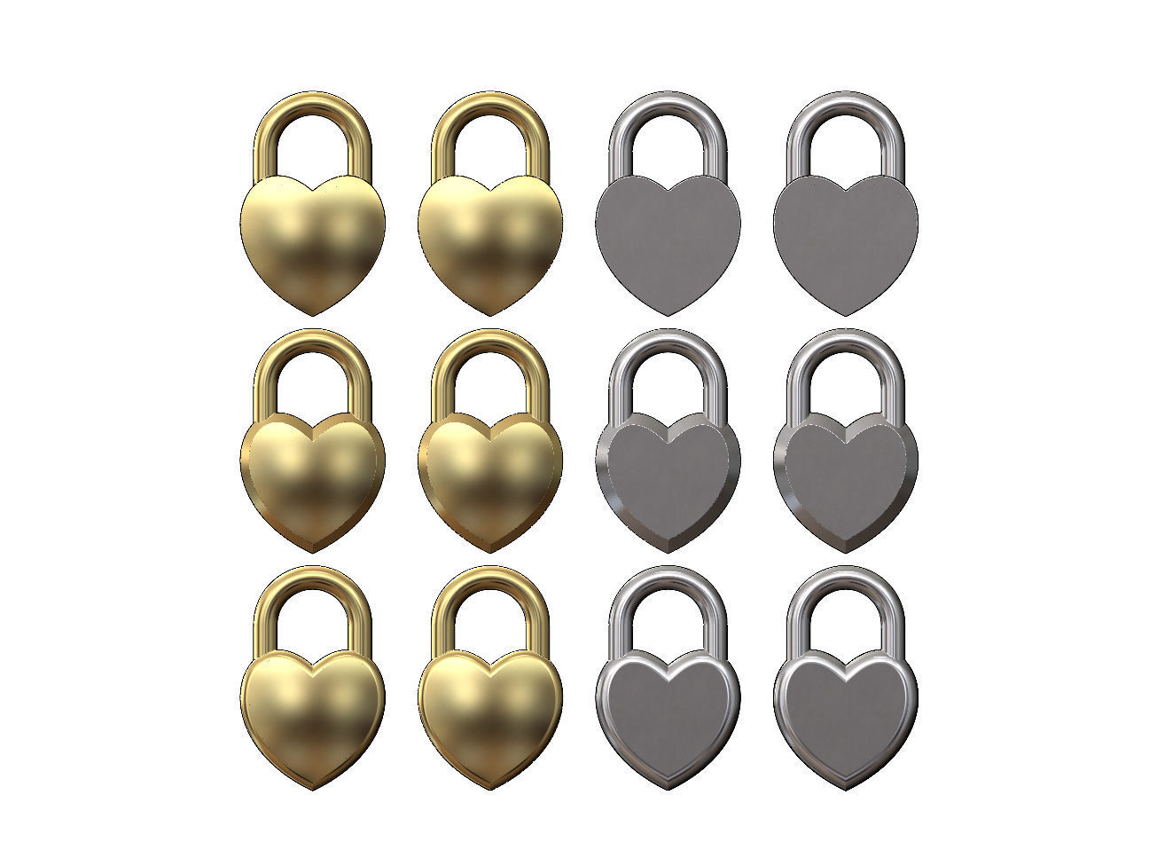 Heart shaped padlock pendant charm and ornament 3D print model_1