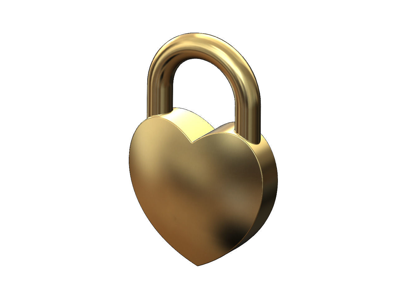 Heart shaped padlock pendant charm and ornament 3D print model_3