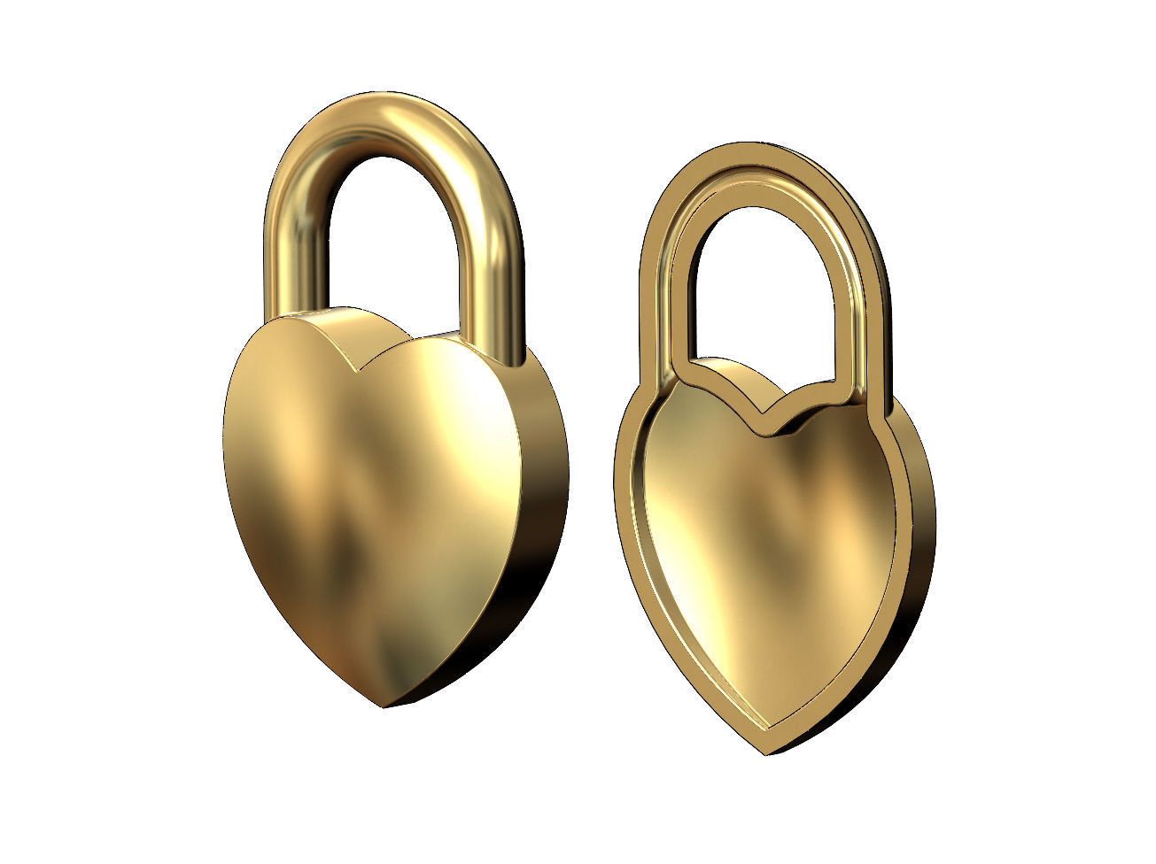 Heart shaped padlock pendant charm and ornament 3D print model_6