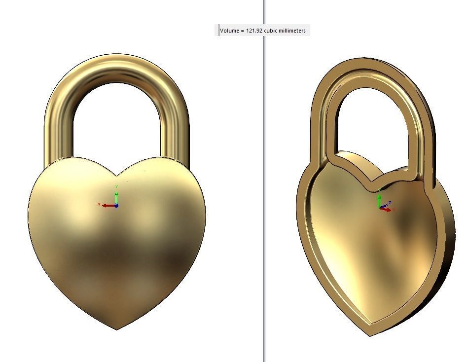 Heart shaped padlock pendant charm and ornament 3D print model_18