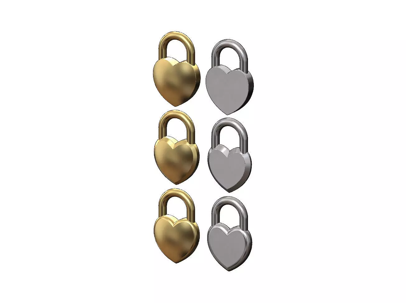 Heart shaped padlock pendant charm and ornament 3D print model_0