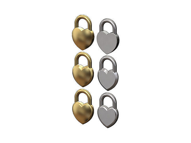 Heart shaped padlock pendant charm and ornament 3D print model