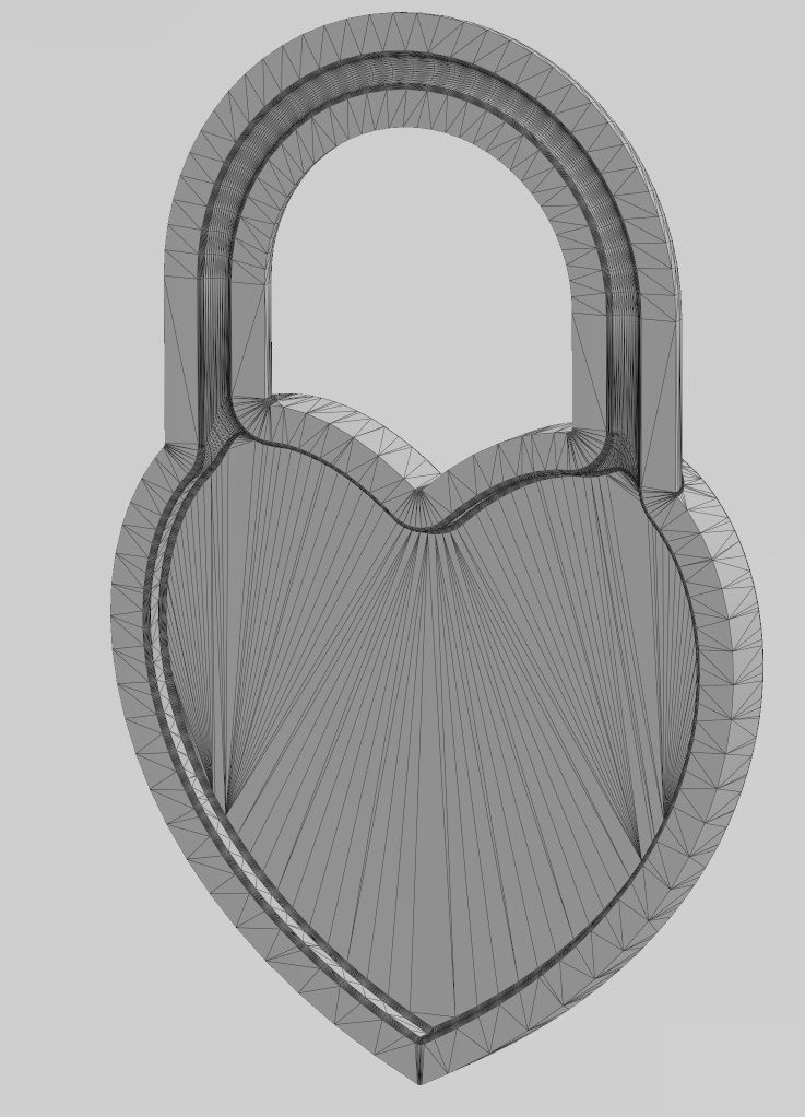 Heart shaped padlock pendant charm and ornament 3D print model_25