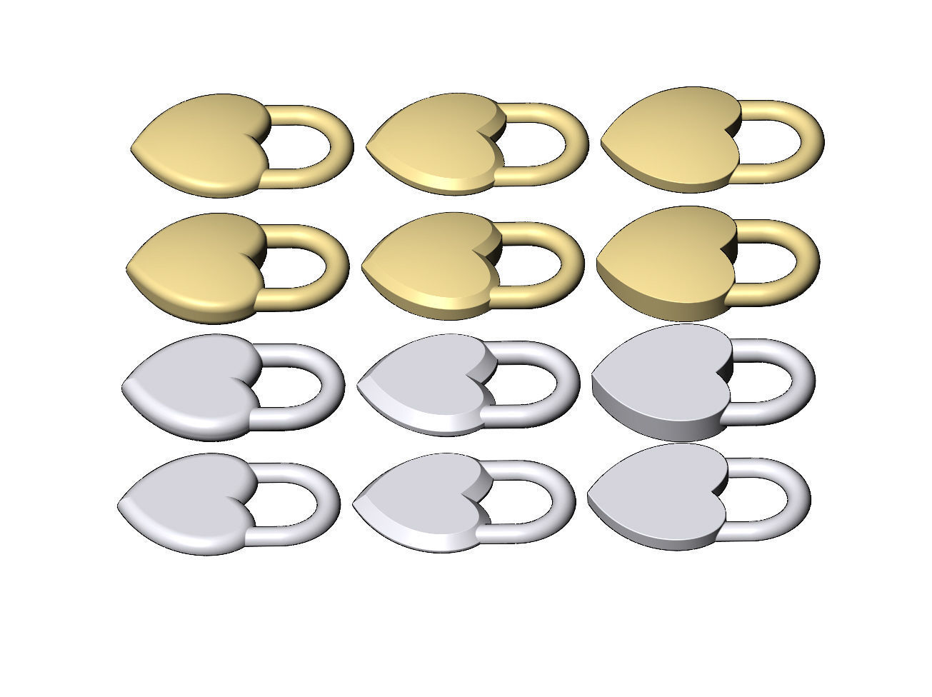 Heart shaped padlock pendant charm and ornament 3D print model_15