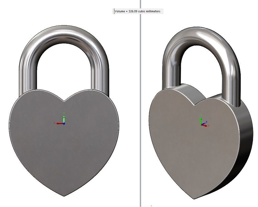 Heart shaped padlock pendant charm and ornament 3D print model_19