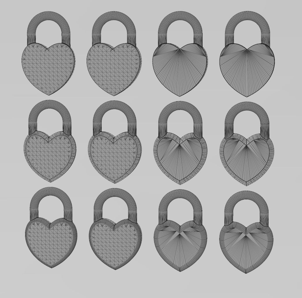 Heart shaped padlock pendant charm and ornament 3D print model_21