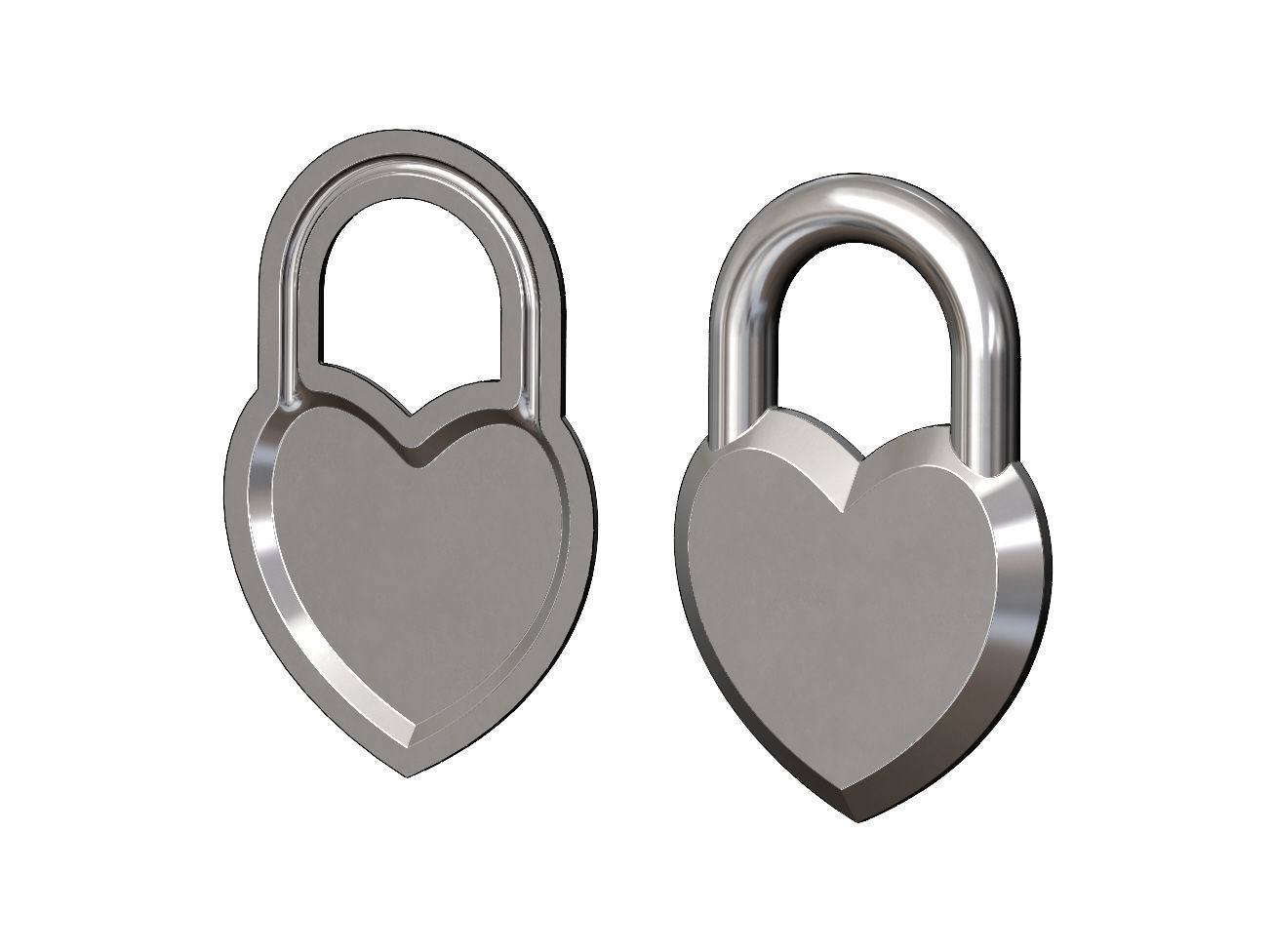 Heart shaped padlock pendant charm and ornament 3D print model_9