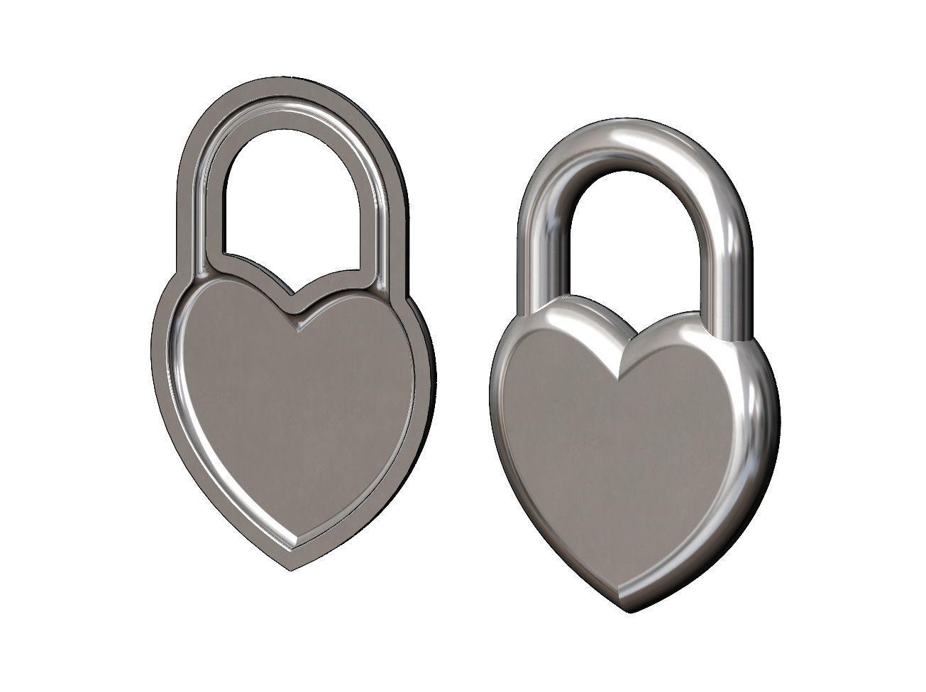 Heart shaped padlock pendant charm and ornament 3D print model_10